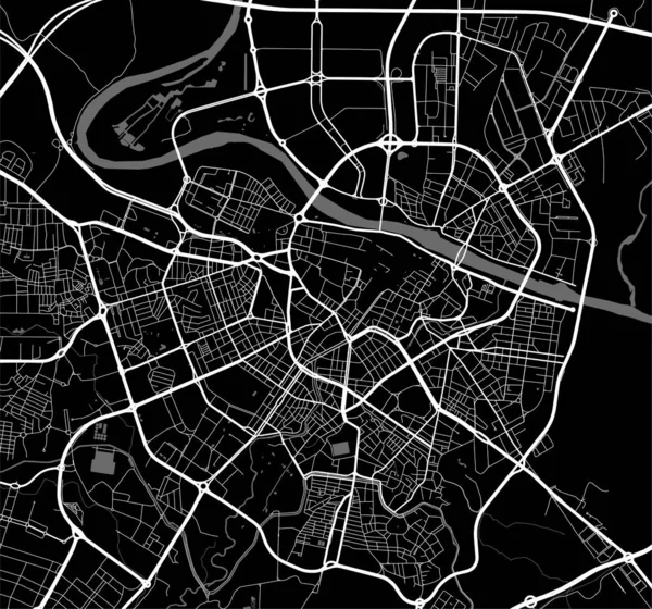 萨拉戈萨城市地图 矢量图 萨拉戈萨地图灰度艺术海报 街道地图图像与道路 大都市地区景观 — 图库矢量图片