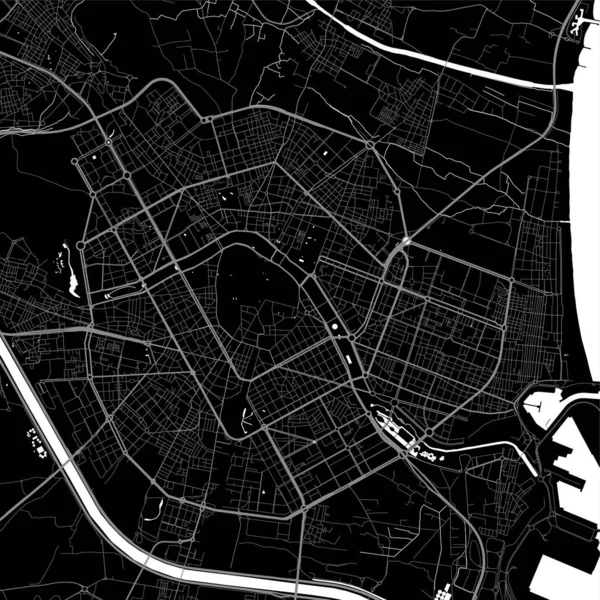 Bykart Valencia Vektorillustrasjon Valencia Kartplakat Gatekart Bilde Med Veier Utsikt – stockvektor