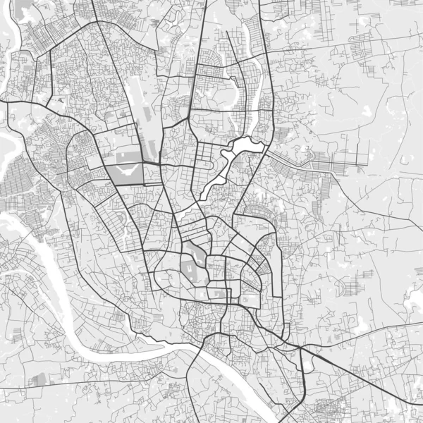 Urban City Map Dhaka Vector Illustration Dhaka Map Grayscale Art — Stock Vector