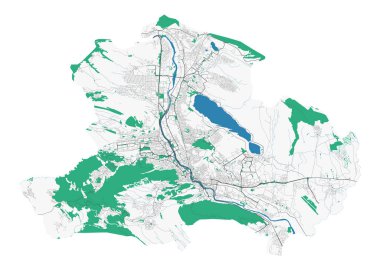 Tiflis haritası. Tiflis şehri yönetim bölgesinin ayrıntılı haritası. Şehir manzarası manzarası. Kraliyetten bağımsız vektör çizimi. Karayolları, sokaklar, nehirler. Turist dekoratif sokak haritası.