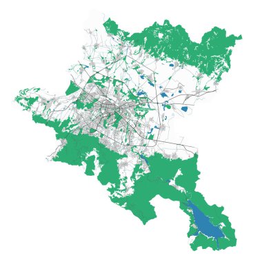 Sofia haritası. Sofya şehir idari bölgesinin ayrıntılı haritası. Şehir manzarası manzarası. Kraliyetten bağımsız vektör çizimi. Karayolları, sokaklar, nehirler. Turist dekoratif sokak haritası.