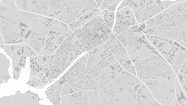 Beyaz ve açık gri Turku Şehri alan vektör arkaplan haritası, sokaklar ve su haritası çizimi. Geniş ekran oranı, dijital düz tasarım sokak haritası.