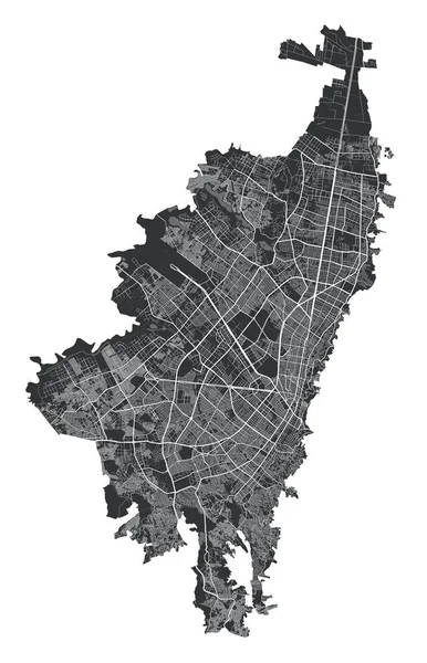 Bogotická Vektorová Mapa Podrobná Vektorová Mapa Správní Oblasti Města Bogota — Stockový vektor