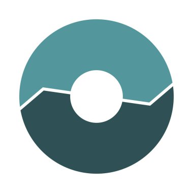 İki oklu yaşam döngüsü ikonu. İki kalın parça bilgi aktarıyor. Turkuaz sıcak nane yeşil daire bilgisi. Düz vektör illüstrasyonu.