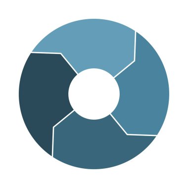 4 oklu yaşam döngüsü ikonu. Dört kalın parça bilgi aktarımı. Donanma Çelik Daire Bilgileri. Düz vektör illüstrasyonu.