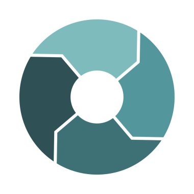 4 oklu yaşam döngüsü ikonu. Dört kalın parça bilgi aktarımı. Turkuaz sıcak nane yeşil daire bilgisi. Düz vektör illüstrasyonu.