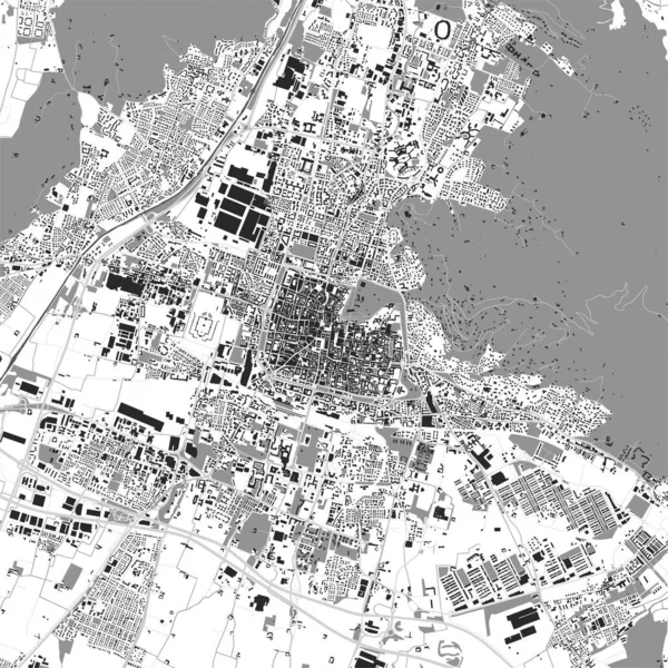 Mapa Vectorial Urbano Brescia Ilustración Vectorial Mapa Brescia Escala Grises — Vector de stock