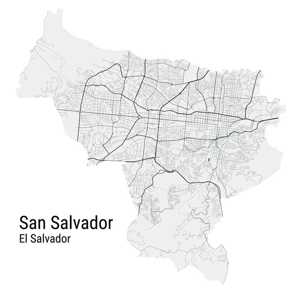 Mapa Wektora San Salvador Szczegółowa Mapa San Salvador Miasta Obszar — Wektor stockowy