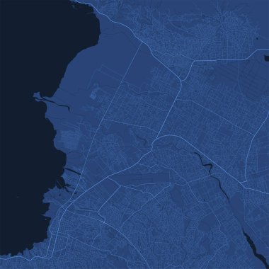 Port au Prince yönetim bölgesinin detaylı vektör haritası. Mavi gökyüzü manzarası. Port au Prince bölgesinin dekoratif grafik turist haritası. Telif hakkı serbest vektör illüstrasyonu.