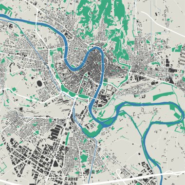 Verona 'nın vektör haritası. İtalya 'daki şehir. Sokak haritası illüstrasyonu. Verona harita sanatı.