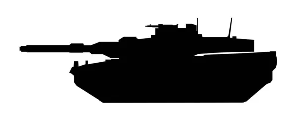 Tank Silueti Leopar 2A5 1990 Almanya Beyaz Arka Planda Siyah — Stok Vektör