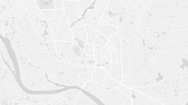 Beyaz ve açık gri Dhaka Şehri alan vektör arkaplan haritası, sokaklar ve su haritası çizimi. Geniş ekran oranı, dijital düz tasarım sokak haritası.