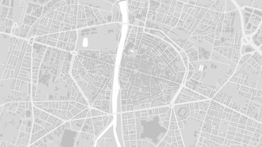 Beyaz ve açık gri Parma Şehri alan vektör arkaplan haritası, sokaklar ve su haritası çizimi. Geniş ekran oranı, dijital düz tasarım sokak haritası.