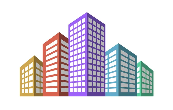 Immeubles Résidentiels Immeubles Appartements Multicolores Avec Ombre Perspective Architecture Urbaine — Image vectorielle