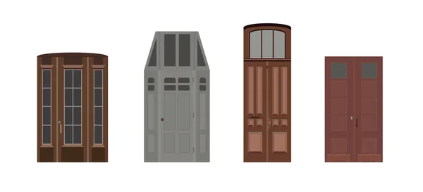Комплект Входных Дверей Стеклянными Окнами Вход Через Парадный Вход Европейский — стоковый вектор