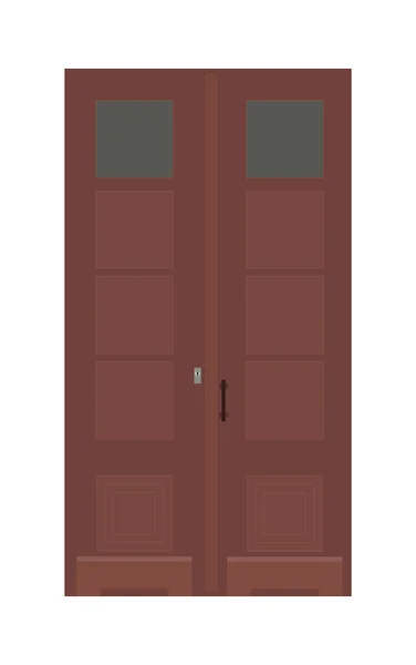 Entrance Double Door Dark Red Wooden Portal Entry Front Doorway — Archivo Imágenes Vectoriales