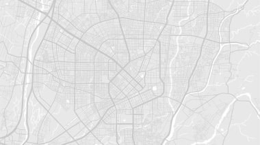 White and light grey Taichung city area vector background map, roads and water illustration. Widescreen proportion, digital flat design roadmap.