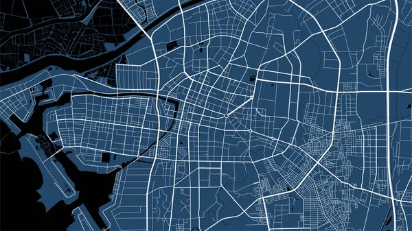 Mapa Vetorial Detalhado Área Administrativa Cidade Tainan Panorama Horizonte Azul — Vetor de Stock