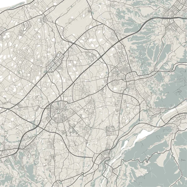 Vector Map Taoyuan Taiwan Urban City Taiwan Asia Road Map — Διανυσματικό Αρχείο