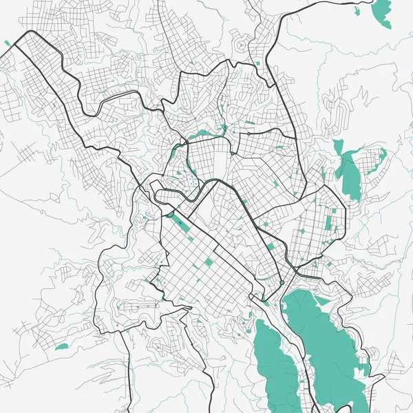 Sucre vector map. Detailed map of Sucre city administrative area. Cityscape panorama. Royalty free vector illustration. Road map with highways, rivers.