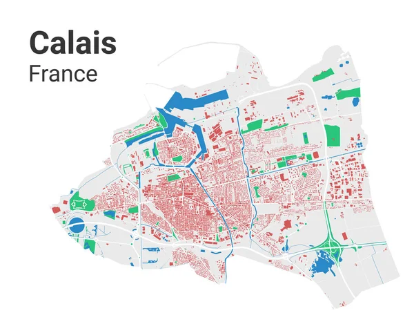 Calais Vector Map Detailed Map Calais City Administrative Area Cityscape — Archivo Imágenes Vectoriales