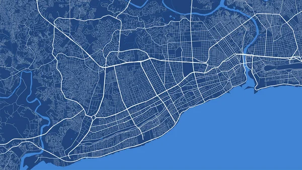 Detailed Vector Map Poster Santo Domingo City Administrative Area Blue — Vetor de Stock