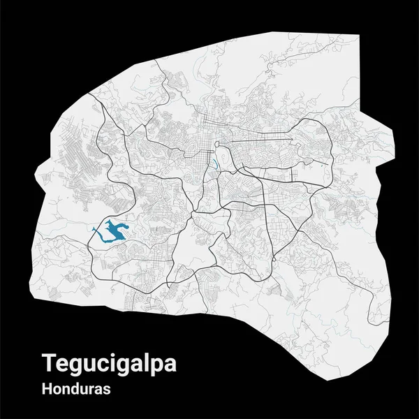 Tegucigalpa Vector Map Detailed Map Tegucigalpa City Administrative Area Cityscape — Wektor stockowy