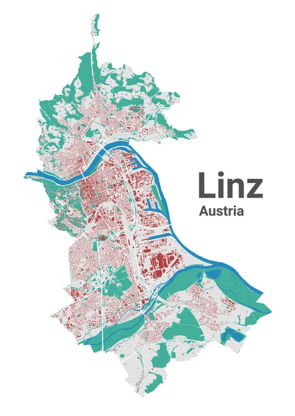 Linz Vector Map Detailed Map Linz City Administrative Area Cityscape — Archivo Imágenes Vectoriales