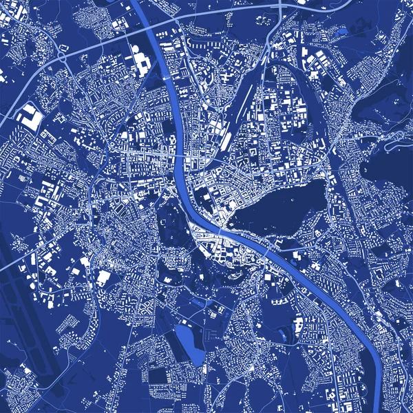 Detailed Blue Vector Map Poster Salzburg City Administrative Area Skyline — Stock vektor