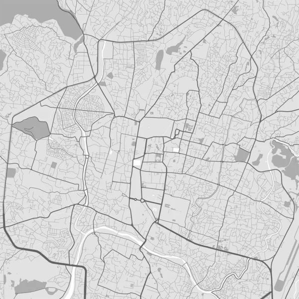 Vector Map Kathmandu City Urban Black White Poster Road Map — Stockvektor