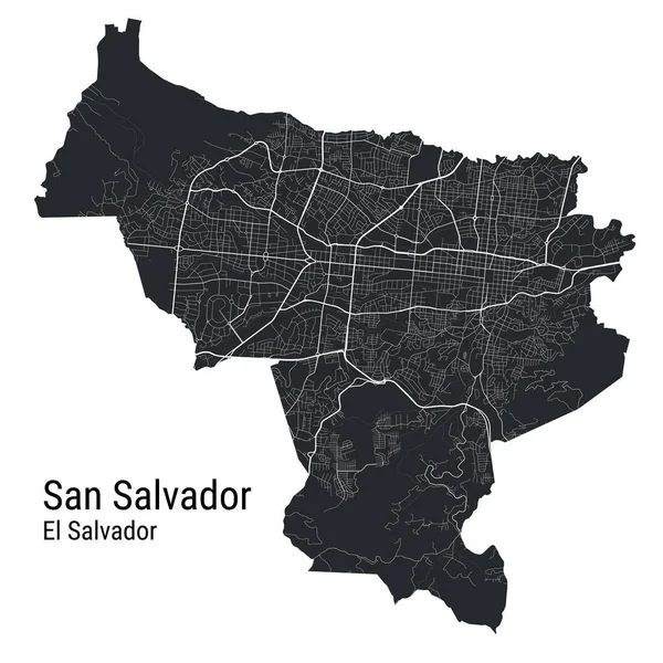 Mapa Wektora San Salvador Szczegółowa Mapa Wektora Obszaru Administracyjnego Miasta — Wektor stockowy
