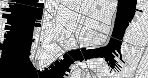 Чорно Сірий Нью Йоркський Центр Відображення Векторного Фону Доріг Картографії — стоковий вектор
