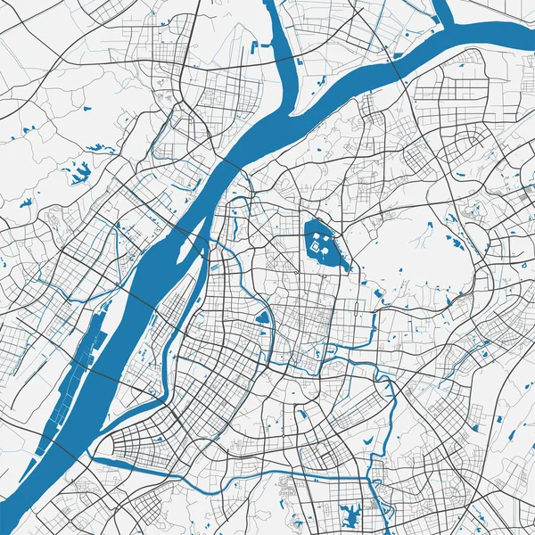 Векторная Карта Нанкина Подробная Карта Административного Района Нанкина Панорама Города — стоковый вектор