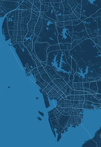 Mapa Vetorial Detalhado Poster Área Administrativa Cidade Shenzhen Panorama Horizonte — Vetor de Stock