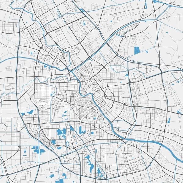 Tianjin Vektorkarte Detaillierte Karte Der Stadt Tianjin Verwaltungsgebiet Stadtpanorama Lizenzfreie — Stockvektor