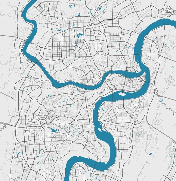 Chongqing Vektorkarte Detaillierte Karte Des Verwaltungsgebiets Von Chongqing Stadtpanorama Lizenzfreie — Stockvektor