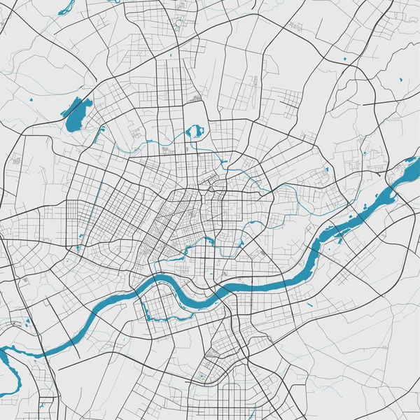 Shenyang Vector Map Detailed Map Shenyang City Administrative Area Cityscape — Stock Vector