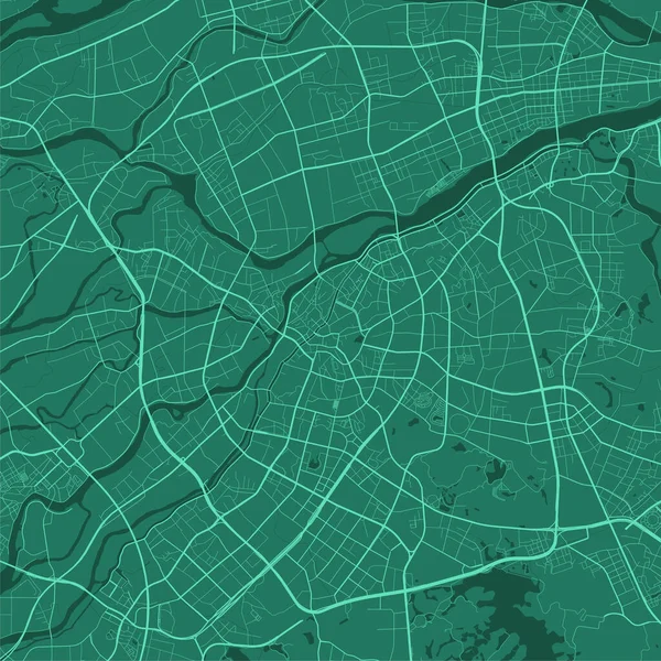 Mapa Vetorial Verde Dongguan China Urbano Cidade Roteiro Arte Cartaz — Vetor de Stock