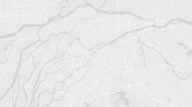 Beyaz ve açık gri Dongguan şehir alanı vektör arkaplan haritası, yollar ve su çizimleri. Geniş ekran oranı, dijital düz tasarım yol haritası.