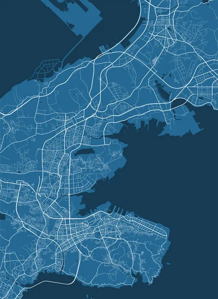 Mapa Vetorial Detalhado Área Administrativa Cidade Dalian Panorama Horizonte Azul — Vetor de Stock
