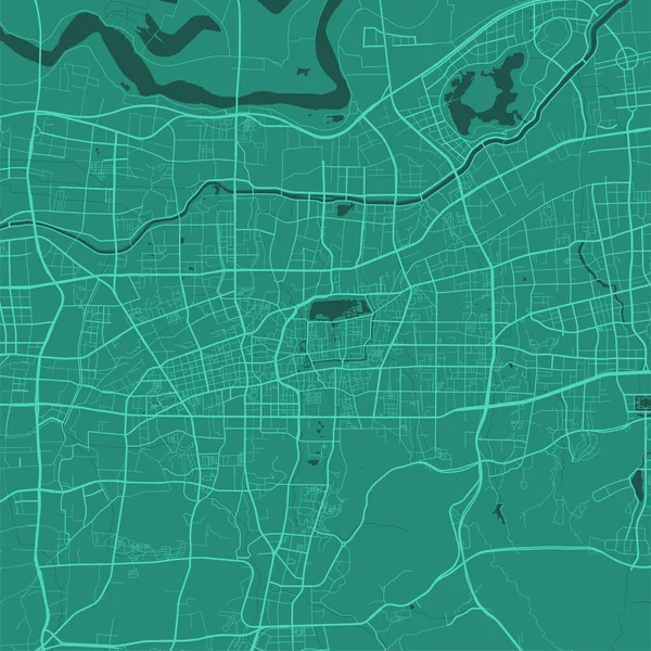 Mapa Vetorial Verde Jinan China Urban City Road Map Poster — Vetor de Stock