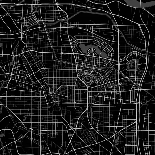 Mapa Zhengzhou Ciudad Cartel Urbano Blanco Negro Imagen Del Mapa — Vector de stock