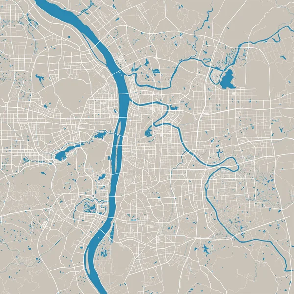 Mapa Changsha Mapa Detallado Changsha Ciudad Área Administrativa Paisaje Urbano — Archivo Imágenes Vectoriales
