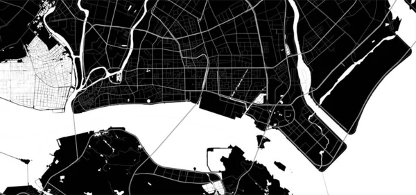 Mapa Cidade Shantou Cartaz Urbano Preto Branco Imagem Mapa Estrada — Vetor de Stock