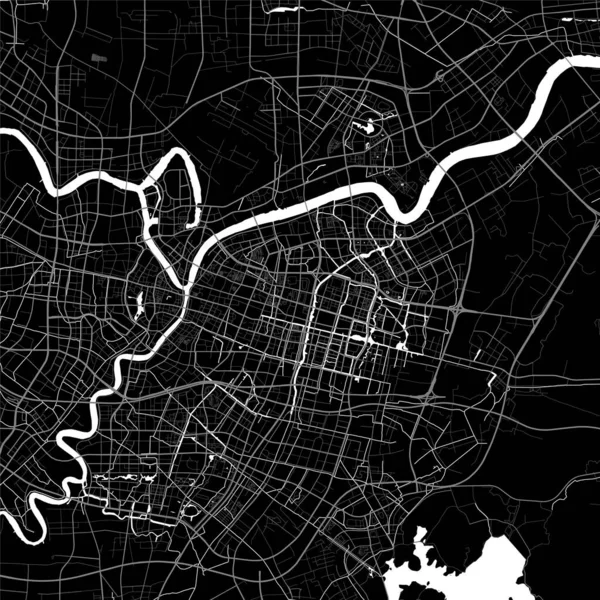 Mapa Cidade Ningbo Cartaz Urbano Preto Branco Imagem Mapa Estrada — Vetor de Stock