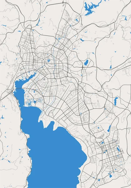 Mapa Kunming Mapa Detalhado Área Administrativa Cidade Kunming Panorama Paisagem — Vetor de Stock