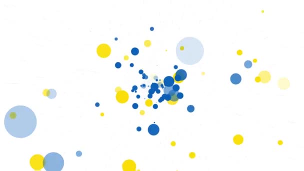 Летает Пространстве Частиц Кругами Звёздами Желтый Синий Цвет Украинского Флага — стоковое видео