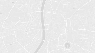 Beyaz ve açık gri Ahmedabad şehir alanı vektör arkaplan haritası, yollar ve su çizimleri. Geniş ekran oranı, dijital düz tasarım yol haritası.