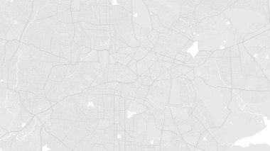 Beyaz ve açık gri Bangalore şehir alanı vektör arkaplan haritası, Bengaluru yolları ve su çizimleri. Geniş ekran oranı, dijital düz tasarım yol haritası.