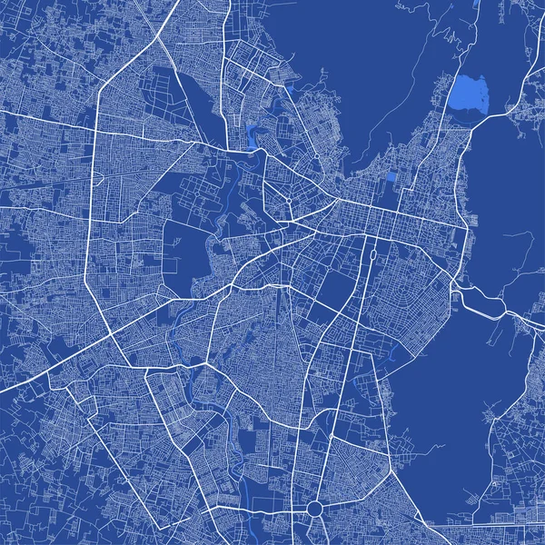 Mapa Detalhado Pôster Área Administrativa Cidade Jaipur Panorama Horizonte Azul — Vetor de Stock